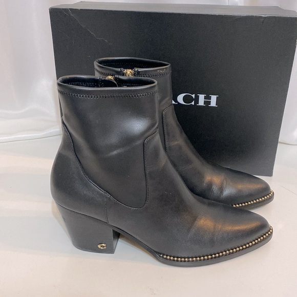 Coach Black Pell Leather Bootie Boots G4847 - Picture 3 of 10
